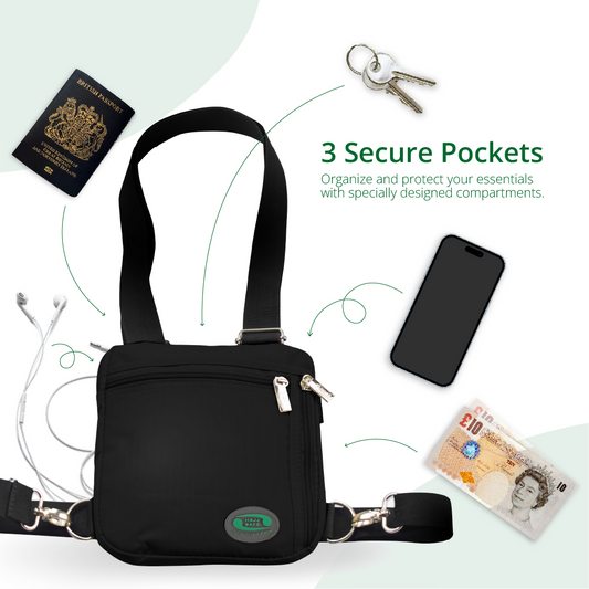 Crossbody Travel Bag – Secure Multi-Pocket Shoulder Bag-Black