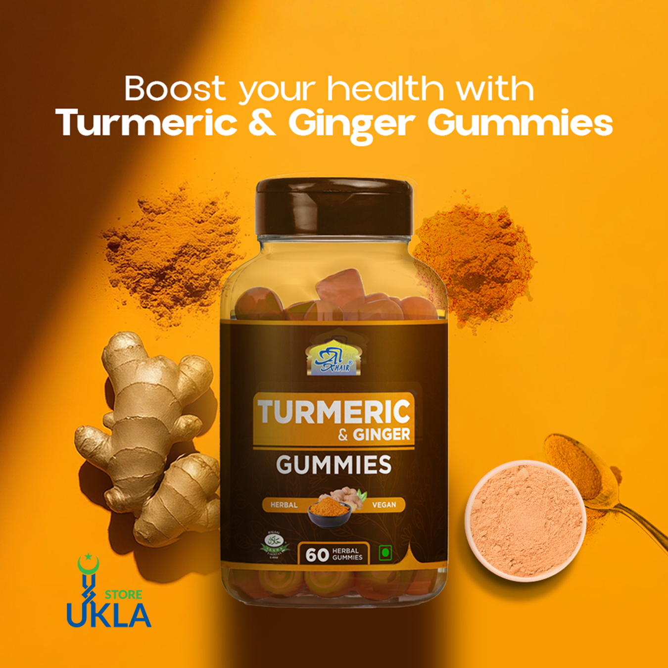 Turmeric & Ginger Gummies | Jar of 60 Gummies